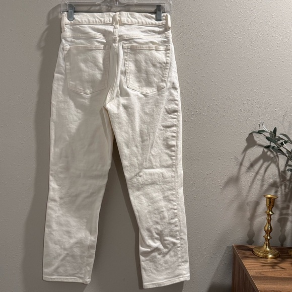 Everlane Women's Size 25 Crop White The Cheeky Ankle Straight High Waist Jeans - Picture 2 of 4